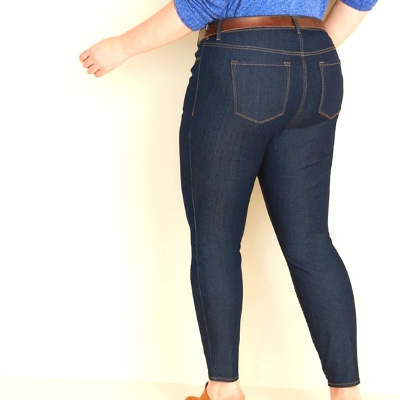 LONG Mid-Rise Dark-Wash Plus-Size Super Skinny Ankle Jeans NWT 28 long - Picture 2 of 11